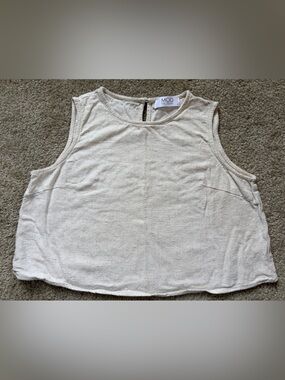 Mod On Trend Cream Linen Crop Tank Top